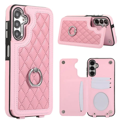 For Samsung Galaxy A54 5G Anti-Scratch Phone Case Pattern Printing TPU+PU Leather Stand Shell - Pink - 1