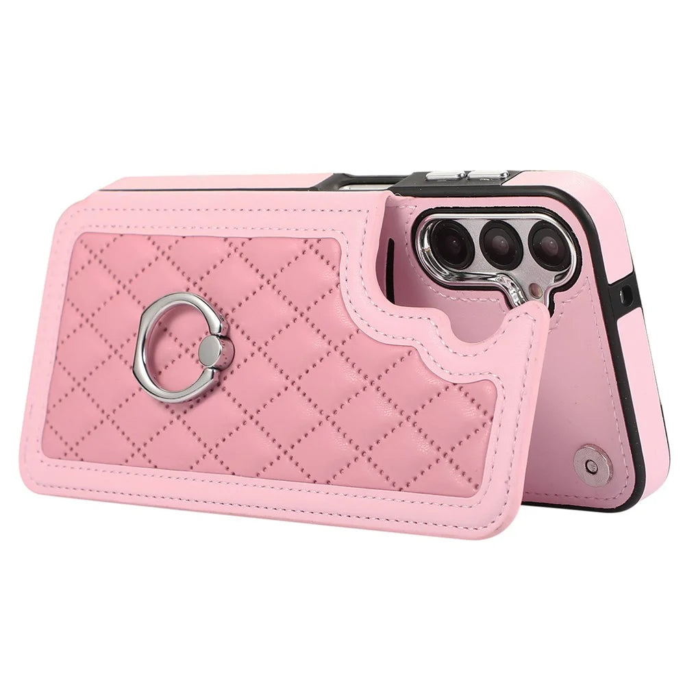For Samsung Galaxy A54 5G Anti-Scratch Phone Case Pattern Printing TPU+PU Leather Stand Shell - Pink - 2