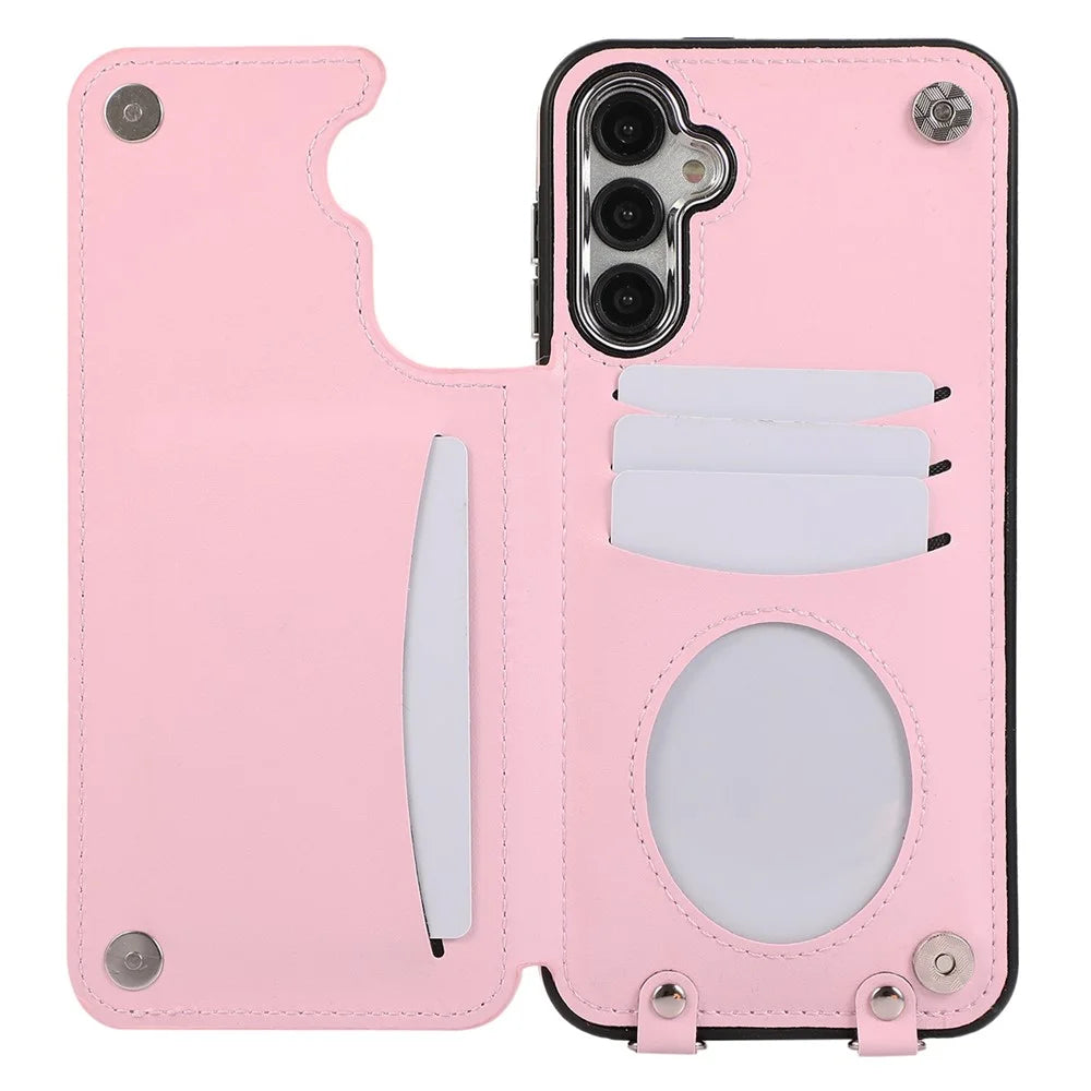 For Samsung Galaxy A54 5G Anti-Scratch Phone Case Pattern Printing TPU+PU Leather Stand Shell - Pink - 3