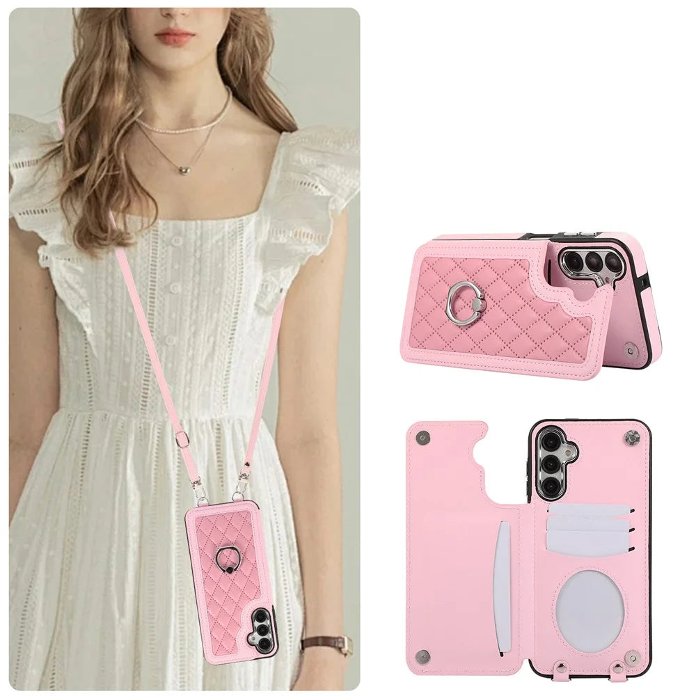 For Samsung Galaxy A54 5G Anti-Scratch Phone Case Pattern Printing TPU+PU Leather Stand Shell - Pink - 4