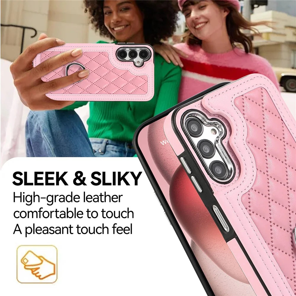 For Samsung Galaxy A54 5G Anti-Scratch Phone Case Pattern Printing TPU+PU Leather Stand Shell - Pink - 6