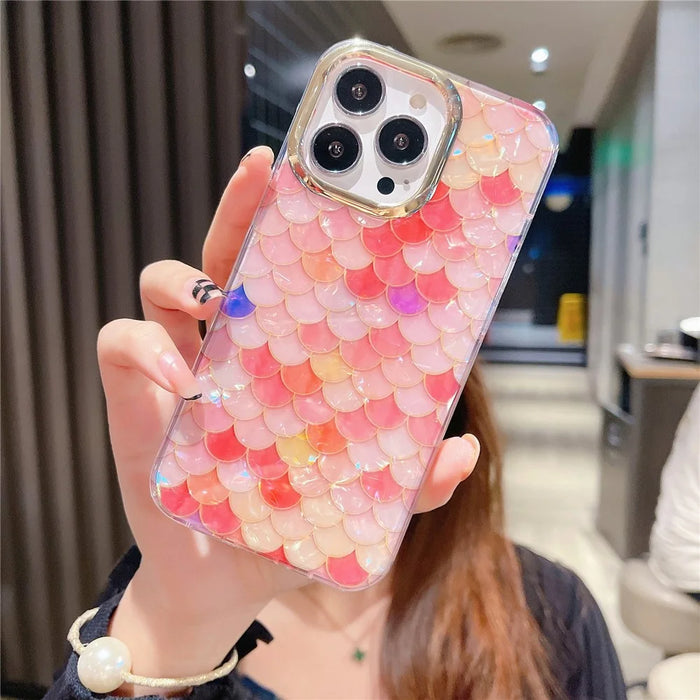For iPhone 13 Pro Case Electroplating Lens Frame PC+TPU IMD Phone Cover - Y5-Red Scale - 2