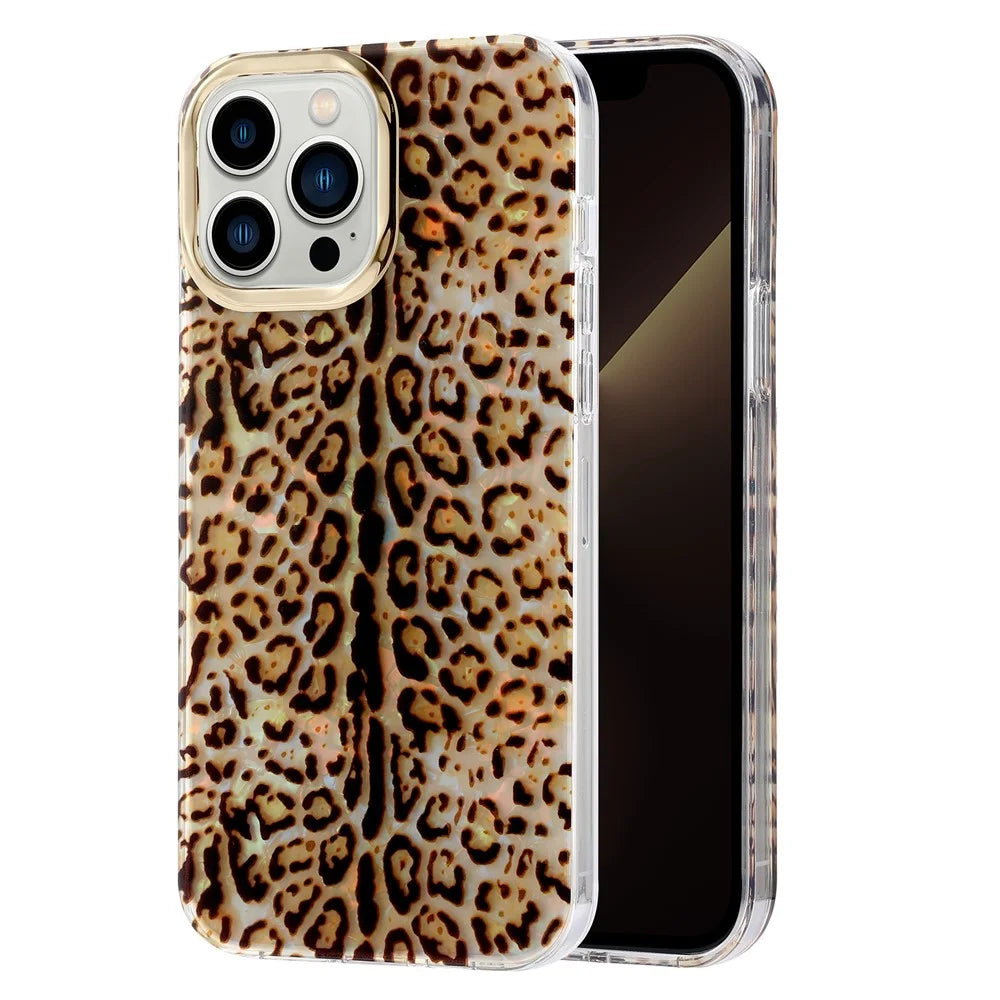 For iPhone 13 Pro Max Case Shockproof PC+TPU IMD Pattern Phone Cover - Y3-Leopard - 1