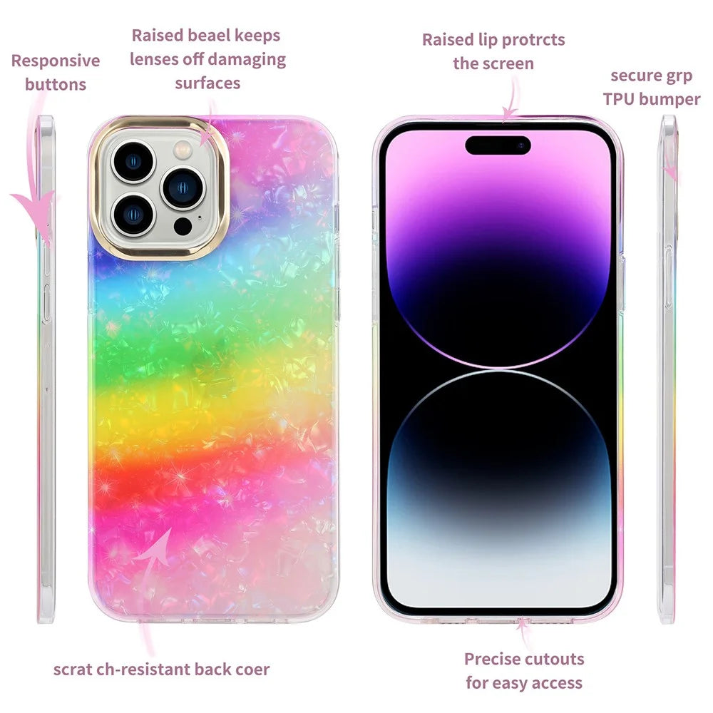 For iPhone 14 Pro Case IMD Pattern PC+TPU Phone Cover with Electroplating Lens Frame - Y3-Leopard - 6