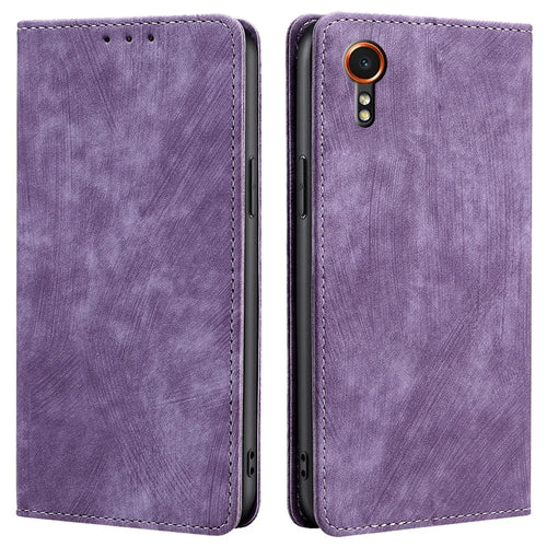 For Samsung Galaxy Xcover7 Case RFID Blocking Wallet PU Leather Stand Phone Cover - Purple - 1