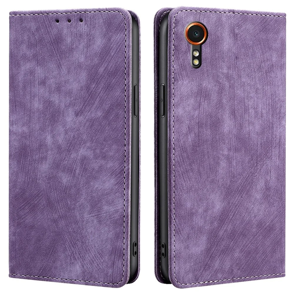 For Samsung Galaxy Xcover7 Case RFID Blocking Wallet PU Leather Stand Phone Cover - Purple - 1