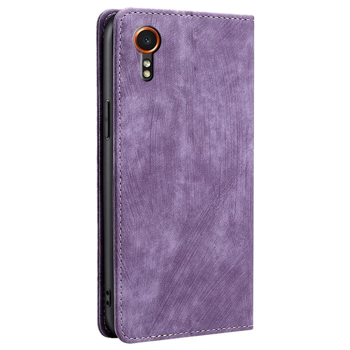 For Samsung Galaxy Xcover7 Case RFID Blocking Wallet PU Leather Stand Phone Cover - Purple - 7