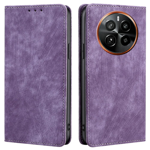 For Realme GT5 Pro 5G RFID Blocking Wallet Mobile Phone Case PU Leather Cover - Purple - 1