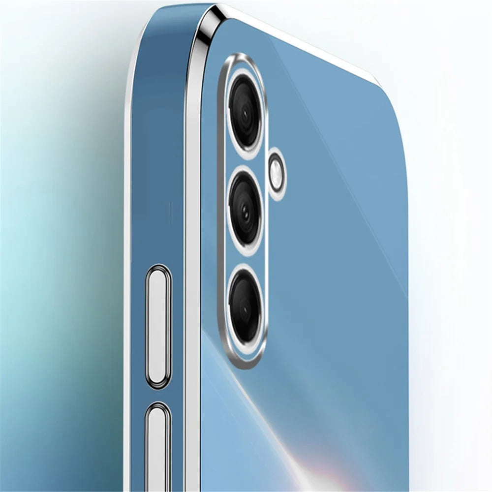 XINLI For Samsung Galaxy M15 5G / F15 5G Case Electroplating Soft TPU Kickstand Phone Cover - Cyan - 6