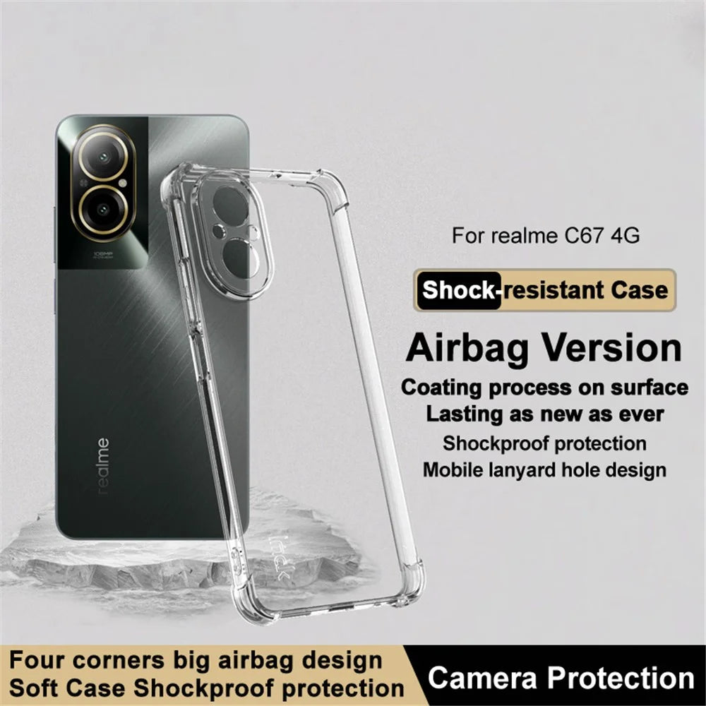 IMAK For Realme C67 4G TPU Case Reinforced Corners Anti-drop Phone Cover - Transparent - 2