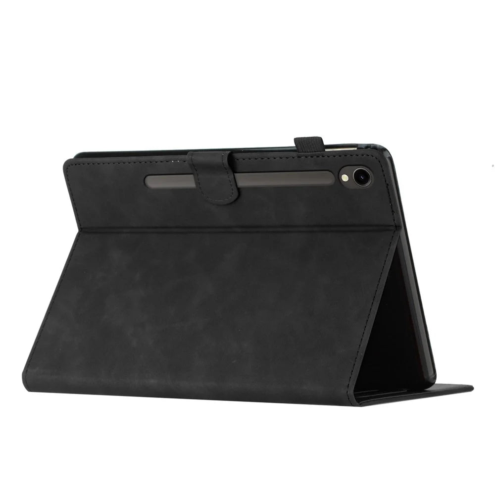 For Samsung Galaxy Tab S9 (X710 X716B X718U) / S10 FE / S9 FE (X510 / X516B) Card Holder Case Coconut Tree Imprinted Leather Tablet Cover - Black - 4