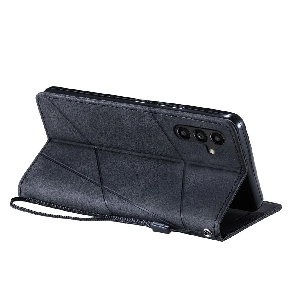 For Samsung Galaxy A35 5G Phone Stand Cover Anti-Scratch PU Leather Wallet Mobile Phone Case - Black - 3
