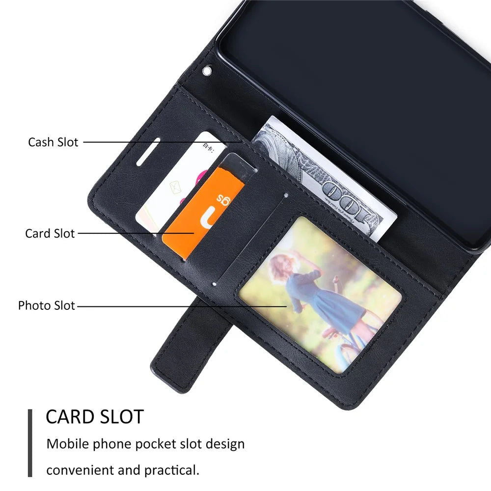 For Samsung Galaxy A35 5G Phone Stand Cover Anti-Scratch PU Leather Wallet Mobile Phone Case - Black - 6