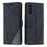 For Samsung Galaxy A55 5G Shockproof Phone Stand Cover PU Leather Wallet Imprinted Line Case - Black - 1