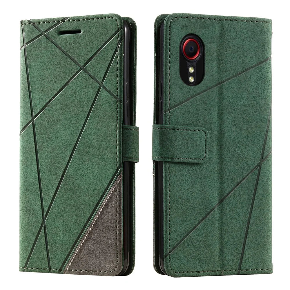 For Samsung Galaxy Xcover7 Case PU Leather Phone Protective Cover Skin-touch Wallet - Green - 1