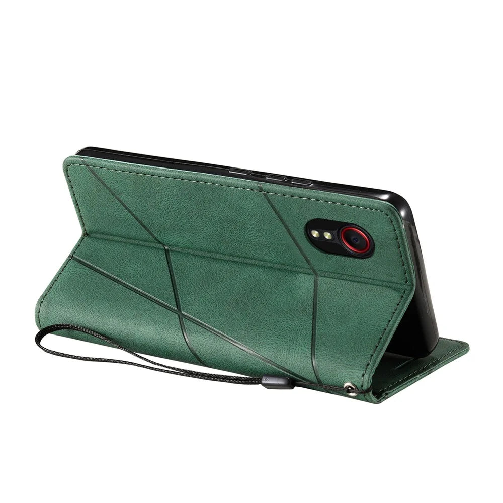 For Samsung Galaxy Xcover7 Case PU Leather Phone Protective Cover Skin-touch Wallet - Green - 3
