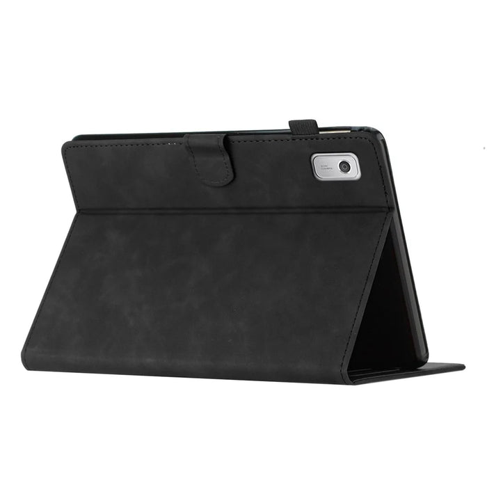 For Lenovo Tab M9 TB-310FU Case Card Slots PU Leather Coconut Tree Imprinted Tablet Cover Auto Wake / Sleep - Black - 4