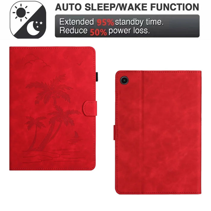 For Lenovo Tab M10 (Gen 3) Case Auto Sleep / Wake PU Leather Coconut Tree Pattern Tablet Cover - Red - 6
