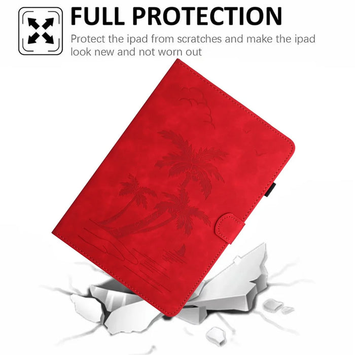 For Lenovo Tab M10 (Gen 3) Case Auto Sleep / Wake PU Leather Coconut Tree Pattern Tablet Cover - Red - 7