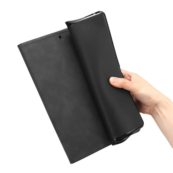 For Amazon Fire 7 2015 / (2017) / (2019) Case Card Slots PU Leather Pattern Folio Smart Tablet Cover - Black - 6