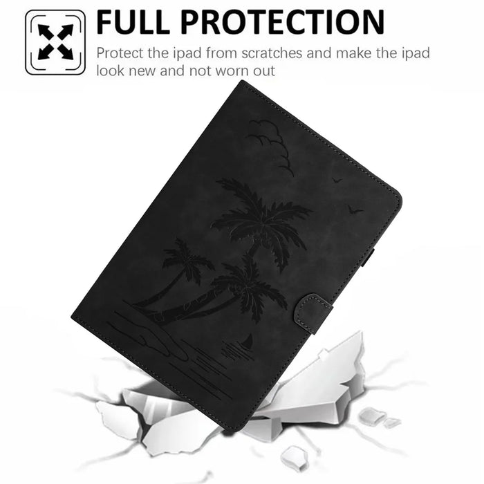 For Amazon Fire HD 10 (2021) / (2023) / Fire HD 10 Plus (2021) / (2023) Case Smart PU Leather Coconut Tree Tablet Cover - Black - 5