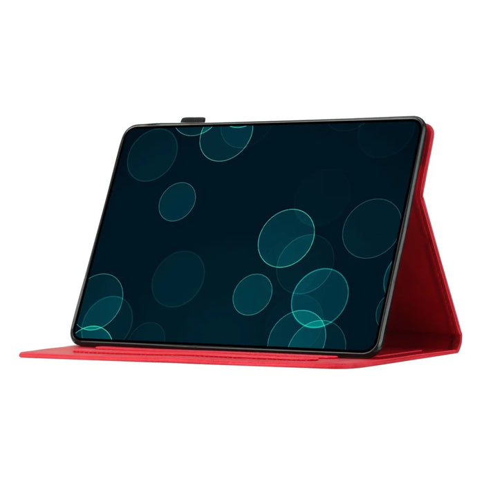 For Samsung Galaxy Tab A9+ (X210 / X216) Case with Card Holder Coconut Tree Pattern PU Leather Tablet Cover - Red - 3