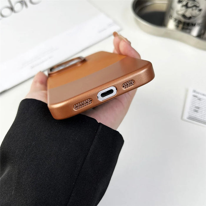 For iPhone 12 / 12 Pro Case Leather Coated PC Phone Protective Cover Nappa Texture - Green - 4