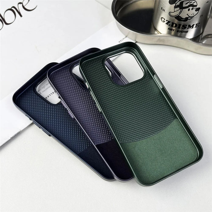 For iPhone 12 Pro Max Shockproof Case Nappa Texture PU+PC Slim Phone Cover - Green - 3