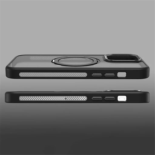 For iPhone 15 Pro Magnetic Phone Case Ring Holder Kickstand PC+TPU Cover - Black - 2