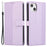 R20 for iPhone 14 Wallet Case Imprinted Rhombus Splicing PU Leather Flip Phone Cover - Purple - 1