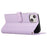 R20 for iPhone 14 Wallet Case Imprinted Rhombus Splicing PU Leather Flip Phone Cover - Purple - 4