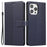 R20 for iPhone 14 Pro Max Case Splicing Imprinted Rhombus Anti-scratch Leather Phone Cover - Blue - 1