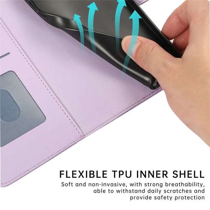 R20 for iPhone 12 / 12 Pro Case Folio PU Leather Splicing Rhombus Wallet Phone Cover - Purple - 6