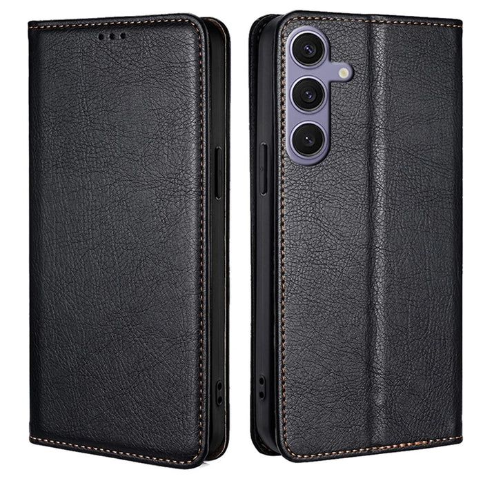 For Samsung Galaxy S24+ Case Card Slots PU Leather Magnetic Phone Cover - Black - 1
