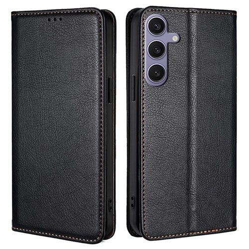 For Samsung Galaxy S23 FE Anti-scratch Case Wallet Card Slots PU Leather Magnetic Cell Phone Cover - Black - 1
