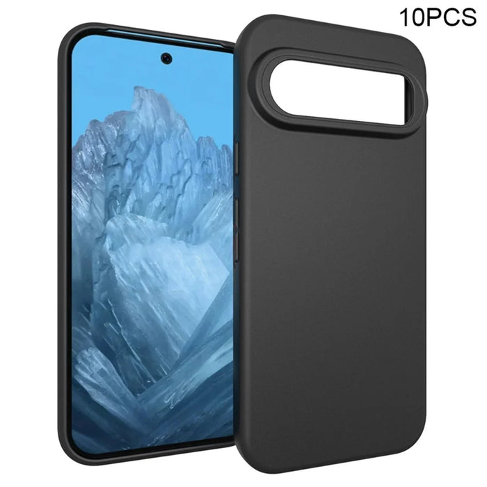 10Pcs / Set for Google Pixel 9 / Pixel 9 Pro Matte Mobile Phone Case Black TPU Shockproof Phone Back Cover - 1