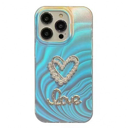 For iPhone 13 Pro Max Phone Case Stylish IMD Rhinestone Decor Acrylic+TPU Phone Cover - Hollow Heart - 1
