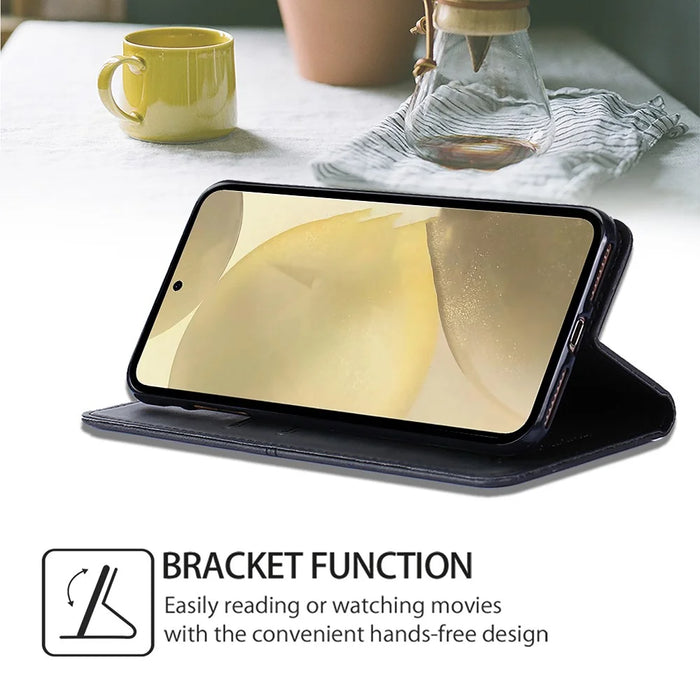 For Samsung Galaxy S24 Ultra Card Slots Phone Cover Cowhide Texture Phone Protective Case - Black - 3
