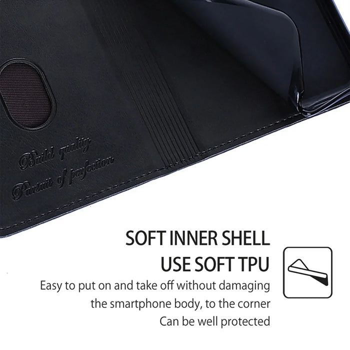 For Samsung Galaxy S24 Ultra Card Slots Phone Cover Cowhide Texture Phone Protective Case - Black - 5