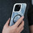 For iPhone 15 Pro Magnetic Case Leather Coated PC+TPU Phone Cover Denim Cloth Texture - Blue - 2