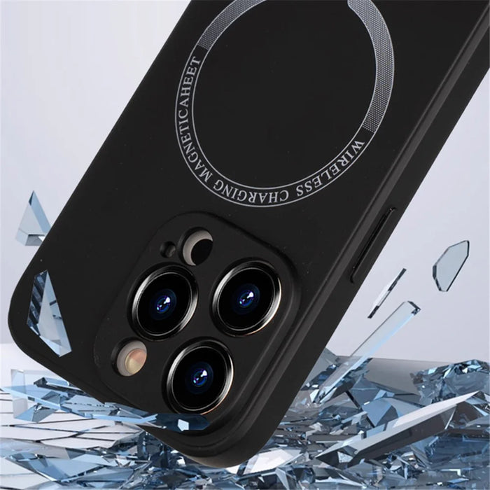 For iPhone 13 Pro Magnetic Phone Case Anti-Scratch TPU+PU Leather Phone Cover - Black - 3