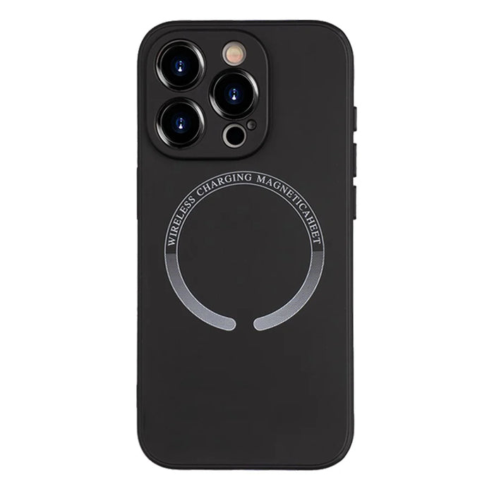 For iPhone 15 Pro Magnetic Case Anti-scratch PU Leather Coated TPU Phone Cover - Black - 1