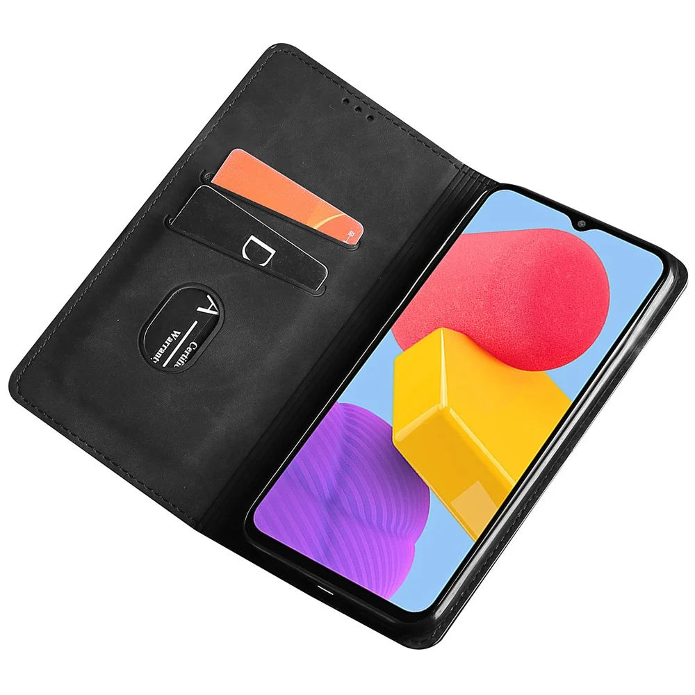 For Samsung Galaxy S24 Case Magnetic Closing Leather Phone Cover with Card Holder - Black - 2