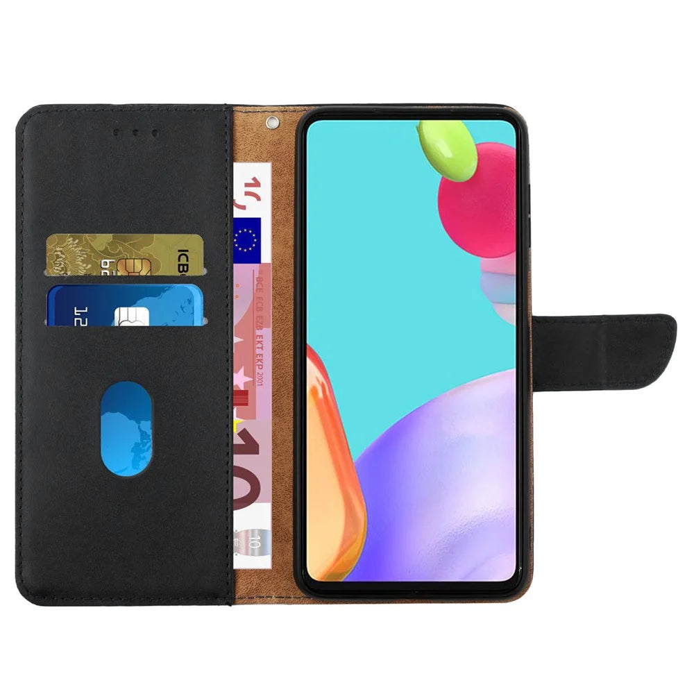 HT02 For Sony Xperia 10 VI Case Nappa Texture Genuine Cow Leather Phone Cover - Black - 2