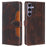 For Samsung Galaxy S24 Leather Case Straw Hat Pattern Wallet Stand Phone Cover - Brown - 1