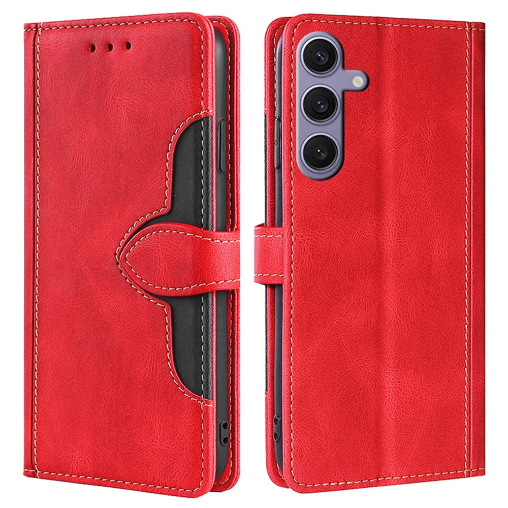 For Samsung Galaxy S23 FE Leather Cover Stand Wallet Shockproof Phone Case - Red - 1
