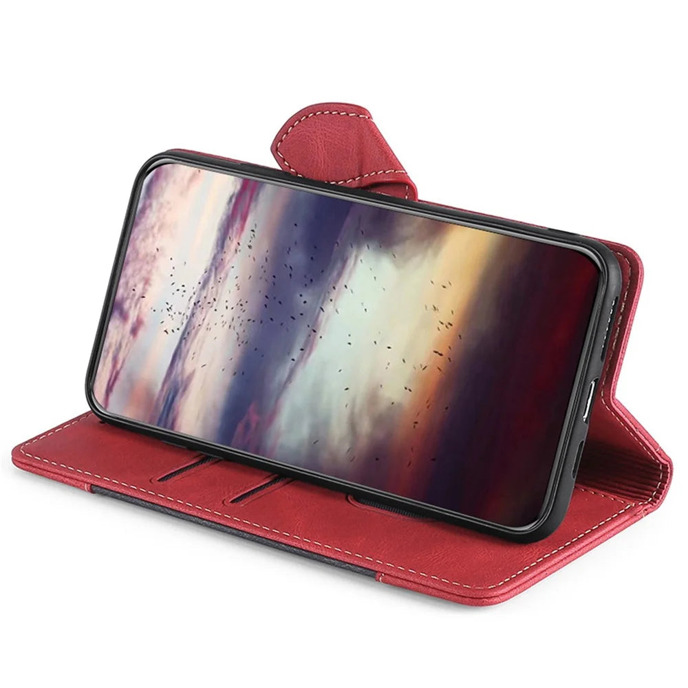 For Samsung Galaxy S23 FE Leather Cover Stand Wallet Shockproof Phone Case - Red - 3