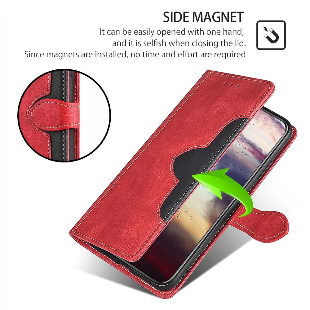 For Samsung Galaxy S23 FE Leather Cover Stand Wallet Shockproof Phone Case - Red - 5