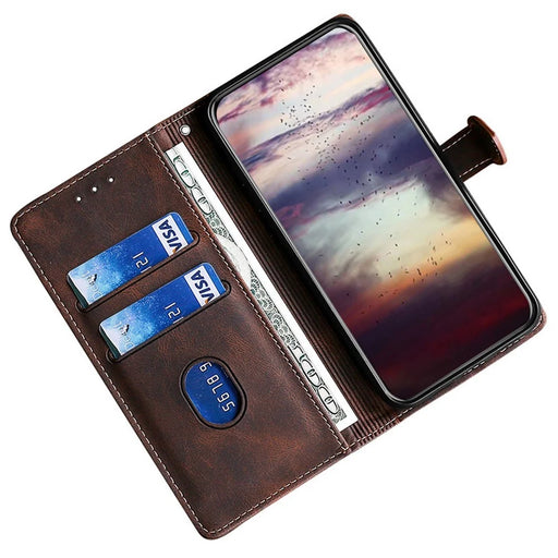 For Infinix Hot 40i Wallet Case Straw Hat Pattern Stand Leather Phone Cover - Brown - 2