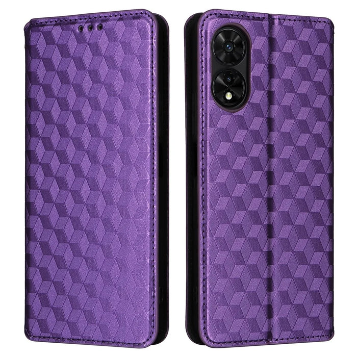 For TCL 50 5G Wallet Case Rhombus Pattern Magnetic Closing Leather Phone Cover - Purple - 1